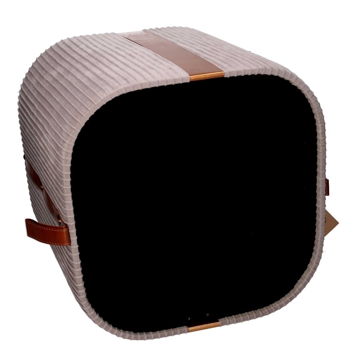 Pouf velluto cubo grigio apribile 28 x 28 x 27 cm