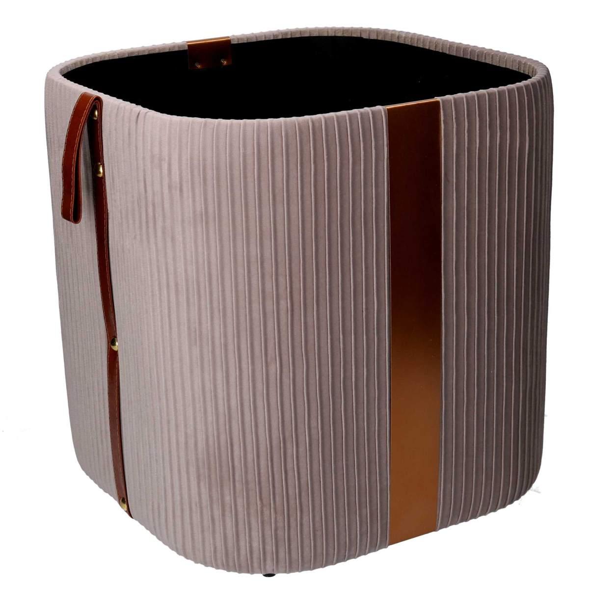 Pouf velluto cubo grigio apribile 28 x 28 x 27 cm