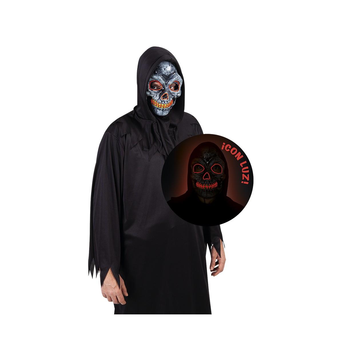 Maschera viso pvc horror scheletro luce