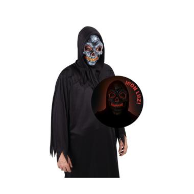 Maschera viso pvc horror scheletro luce