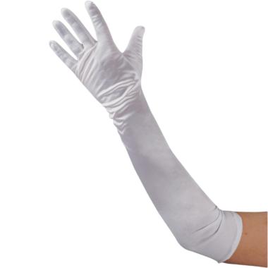 Guanti lunghi raso bianco elasticizzato