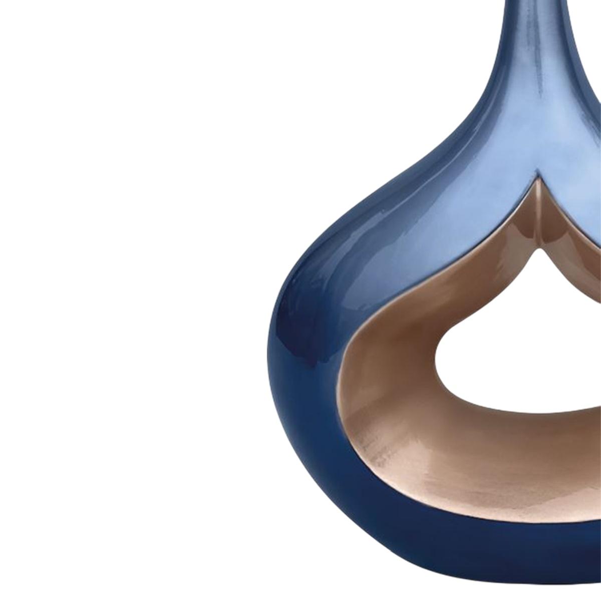 Vaso ceramica goccia blu oro 36 x 40 cm