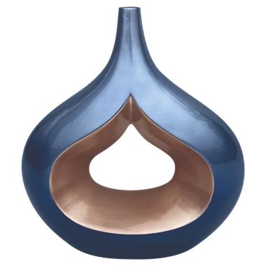 Vaso ceramica goccia blu oro 36 x 40 cm