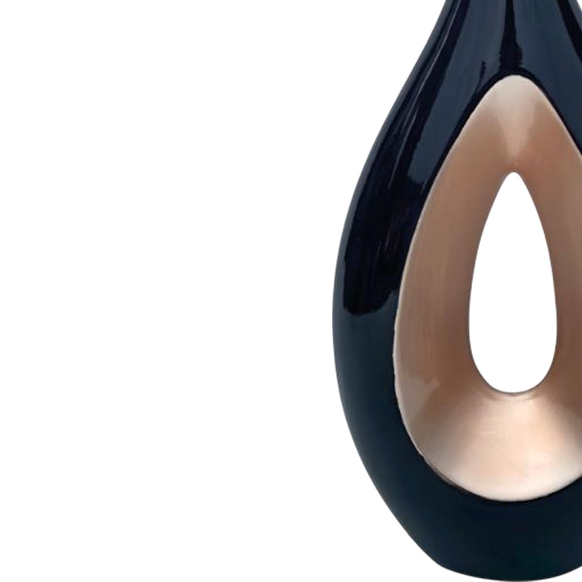 Vaso ceramica goccia nero oro alto 29 x 63 cm
