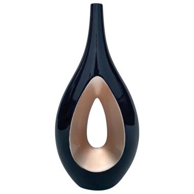 Vaso ceramica goccia nero oro alto 29 x 63 cm