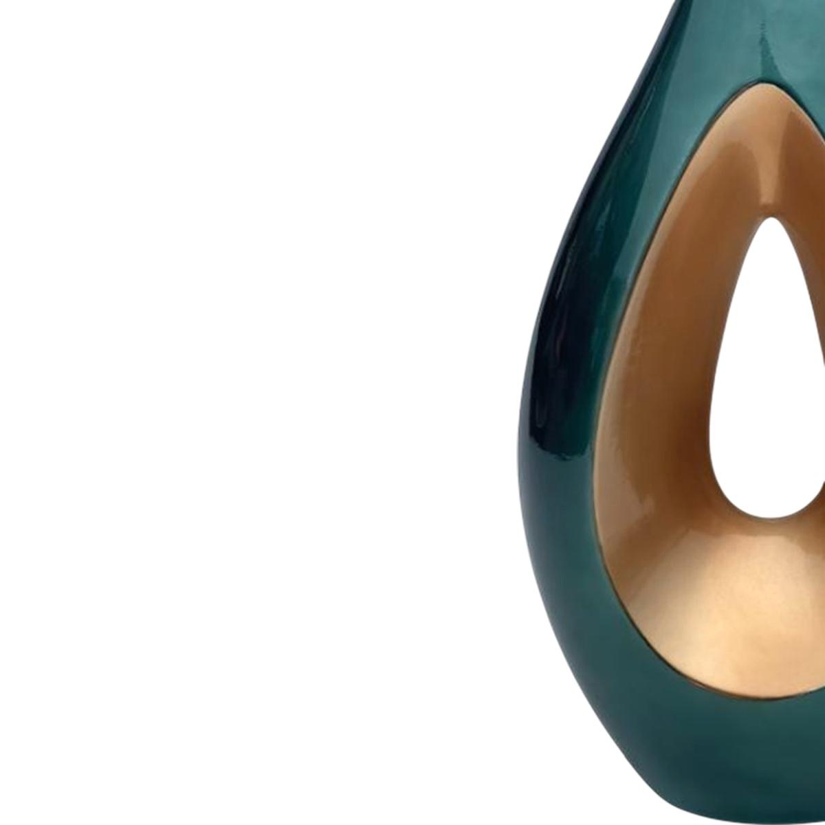 Vaso ceramica goccia verde oro alto 29 x 63 cm