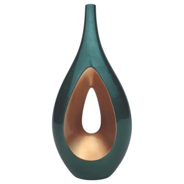 Vaso ceramica goccia verde oro alto 29 x 63 cm