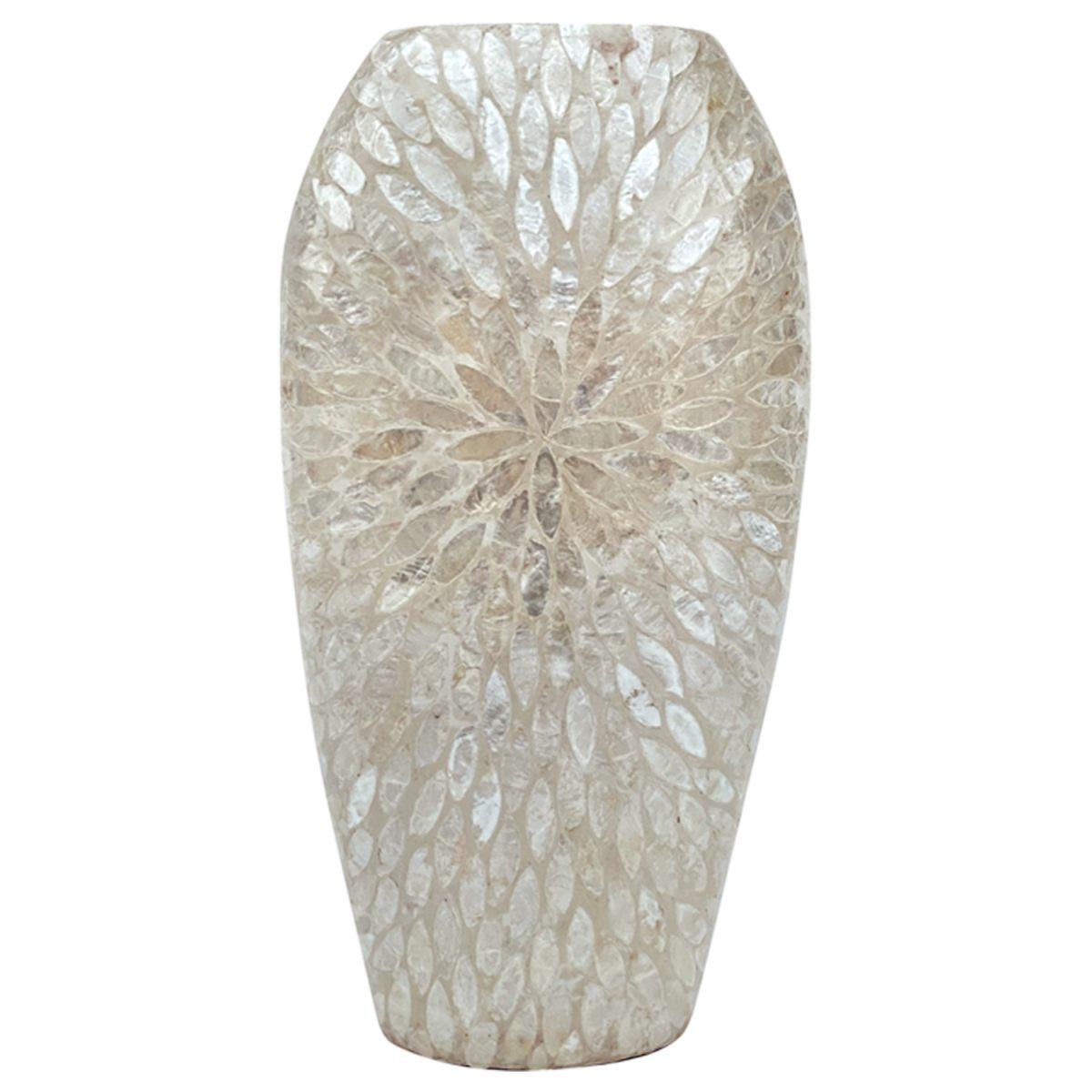 Vaso ceramica petali bianco 24 x 49 cm