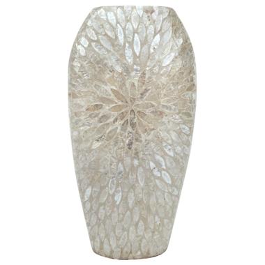 Vaso ceramica petali bianco 24 x 49 cm