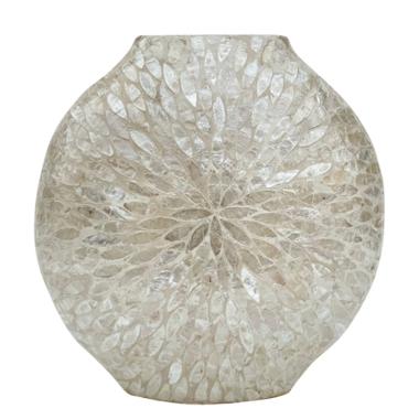 Vaso ceramica petali bianco 39 x 40 cm