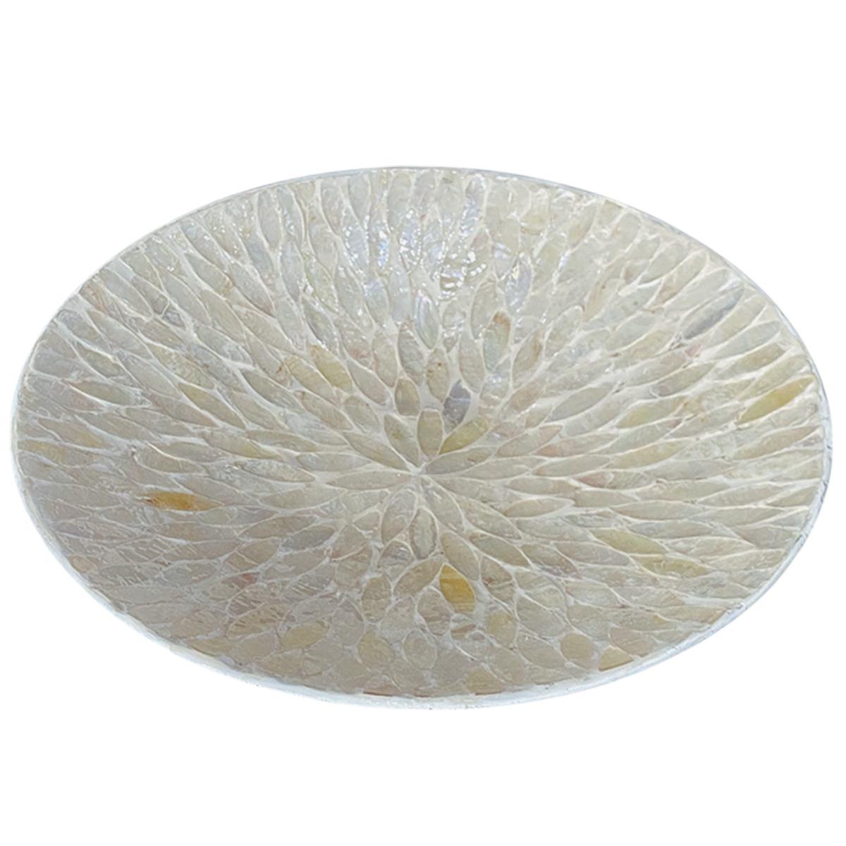 Centrotavola ceramica madreperla petali bianco