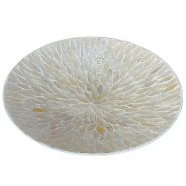 Centrotavola ceramica madreperla petali bianco