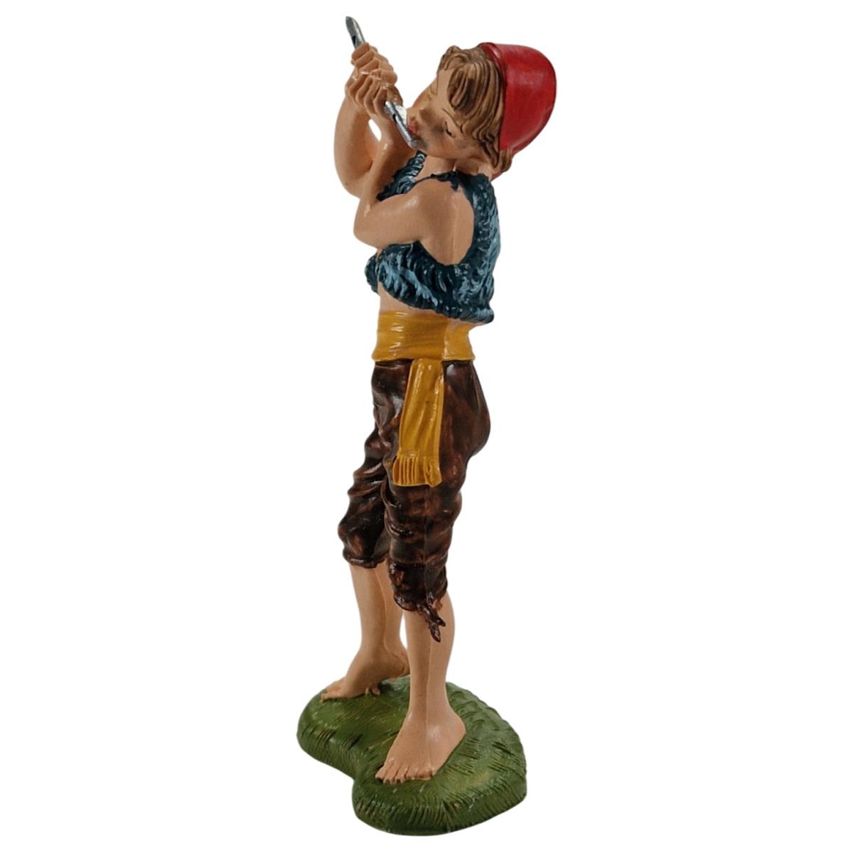Statua presepe 10 cm pastore flauto