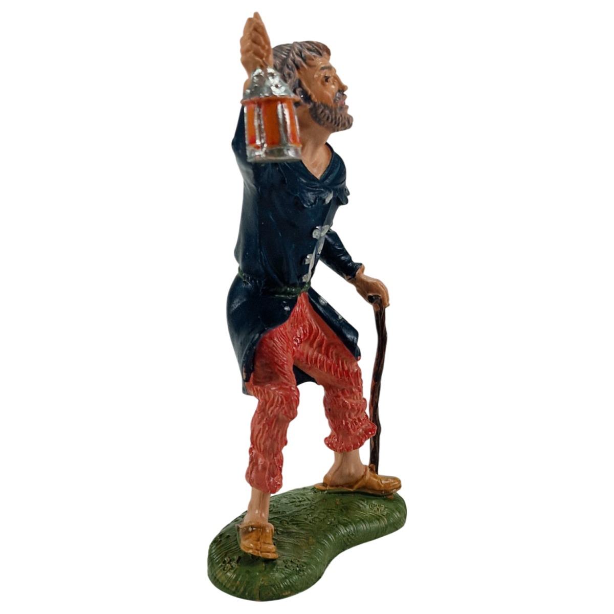 Statua presepe 10 cm pastore lanterna bastone
