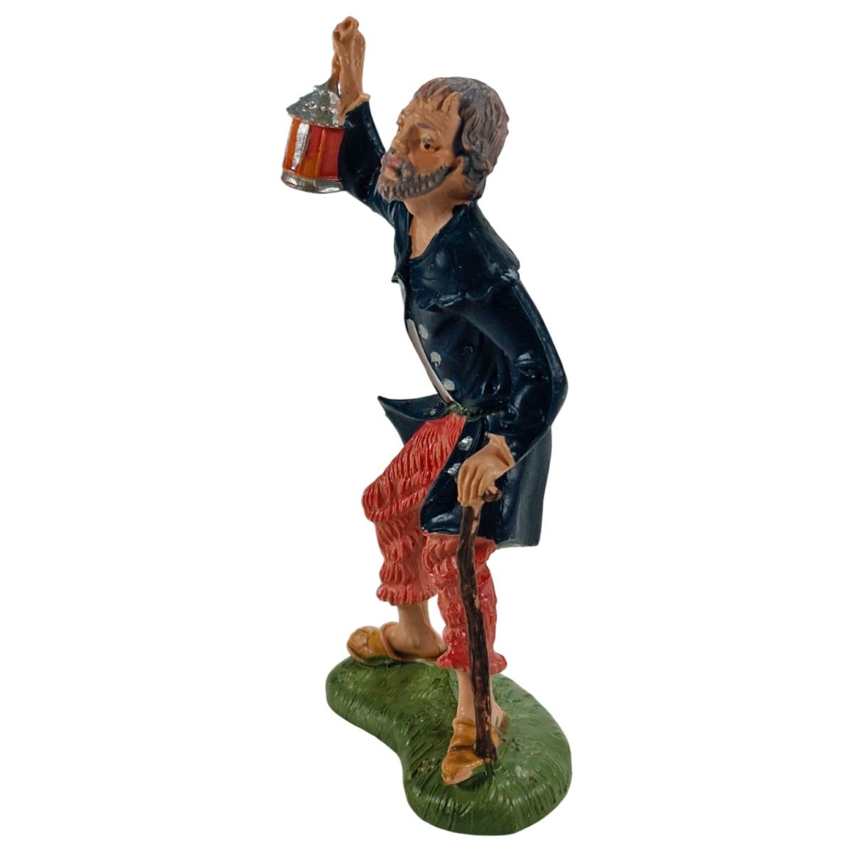 Statua presepe 10 cm pastore lanterna bastone