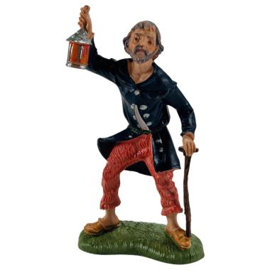 Statua presepe 10 cm pastore lanterna bastone