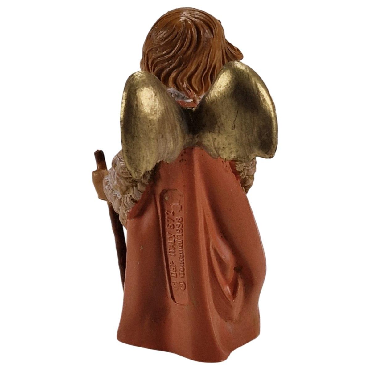 Statua presepe 12 cm angelo pecorella in braccio
