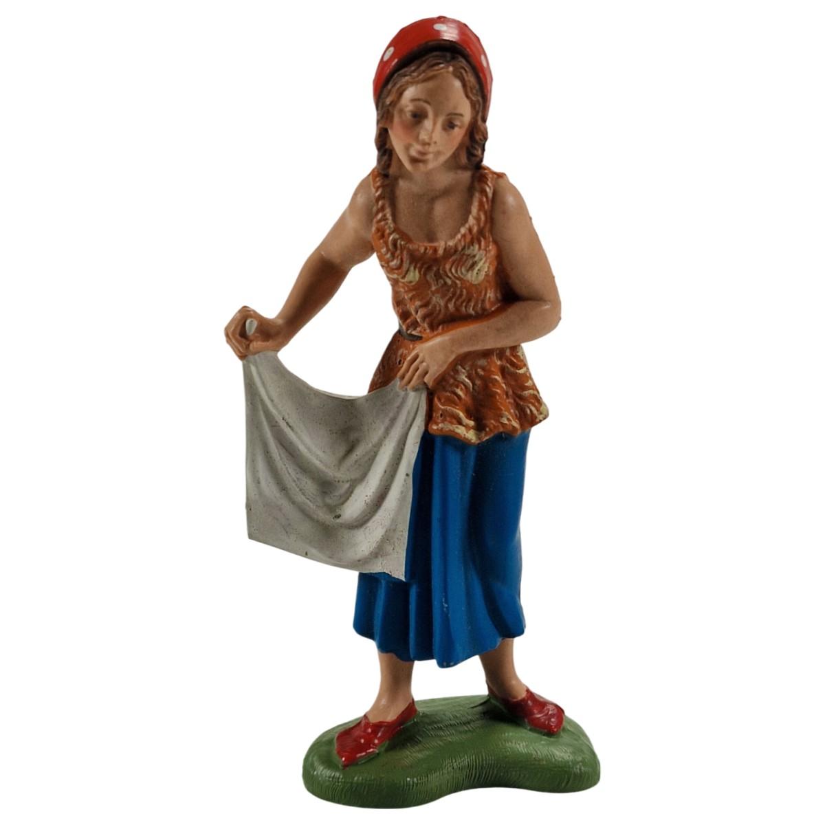 Statua presepe 10 cm pastorella panno