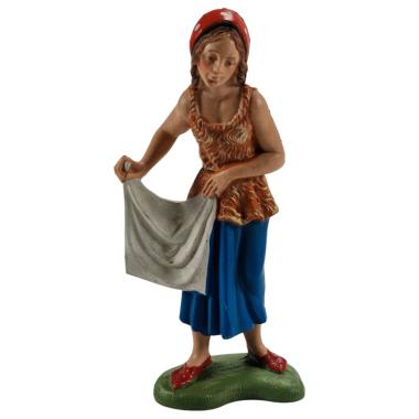 Statua presepe 10 cm pastorella panno