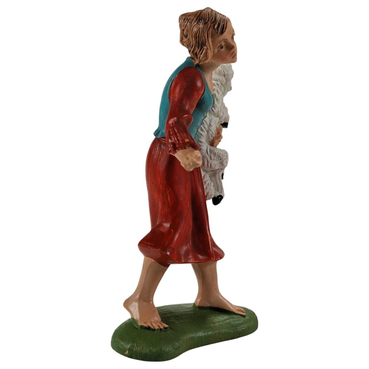 Statua presepe 10 cm pastorella pecora