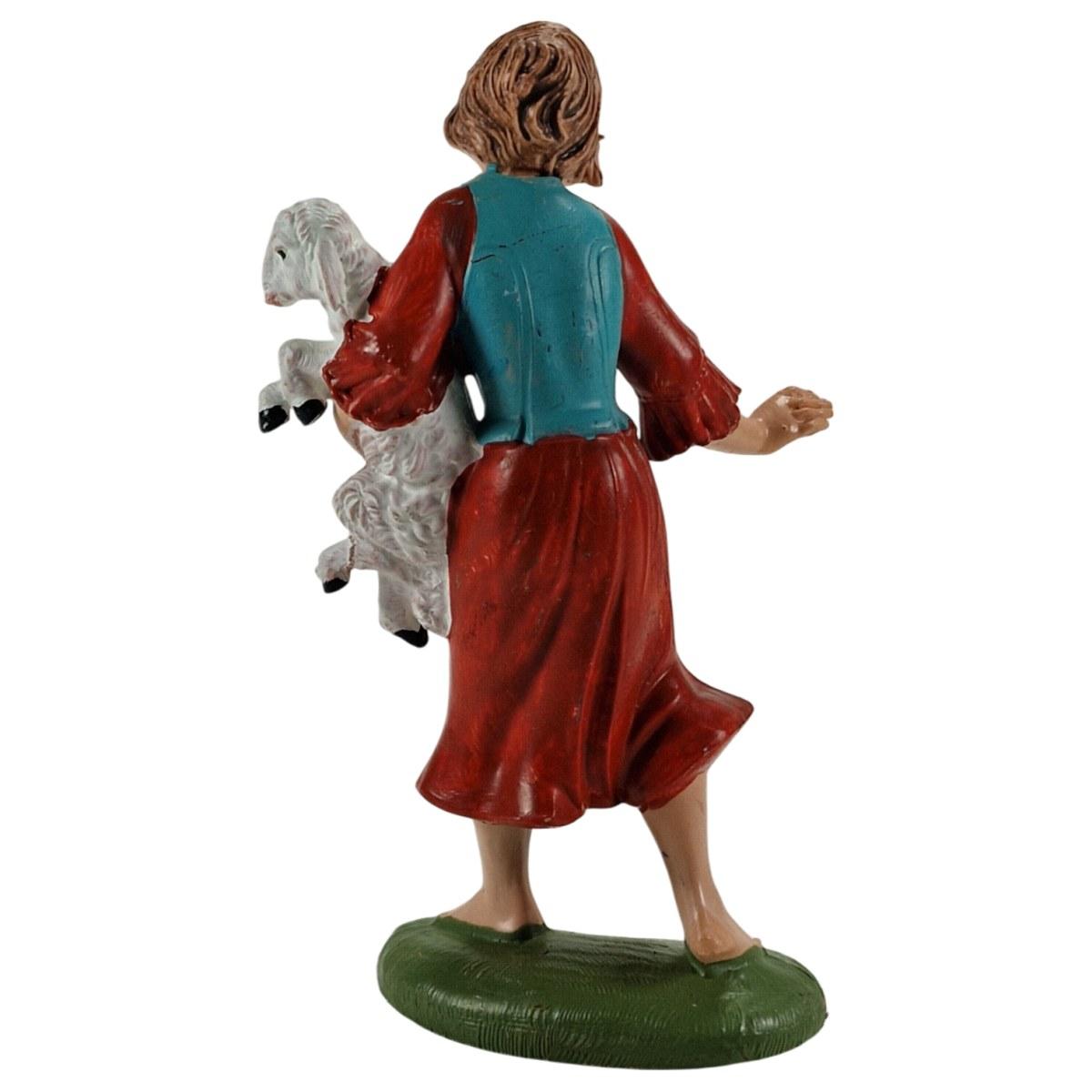 Statua presepe 10 cm pastorella pecora
