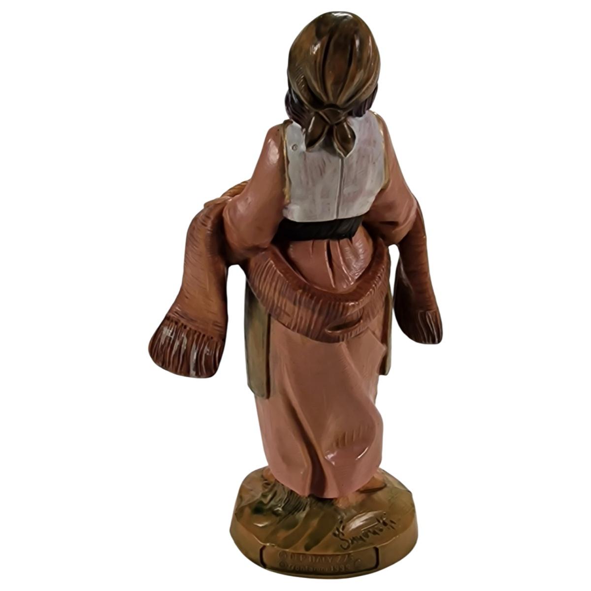 Statua presepe 12 cm pastorella vassoio bicchieri