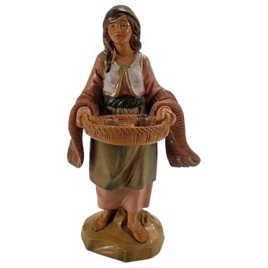 Statua presepe 12 cm pastorella vassoio bicchieri