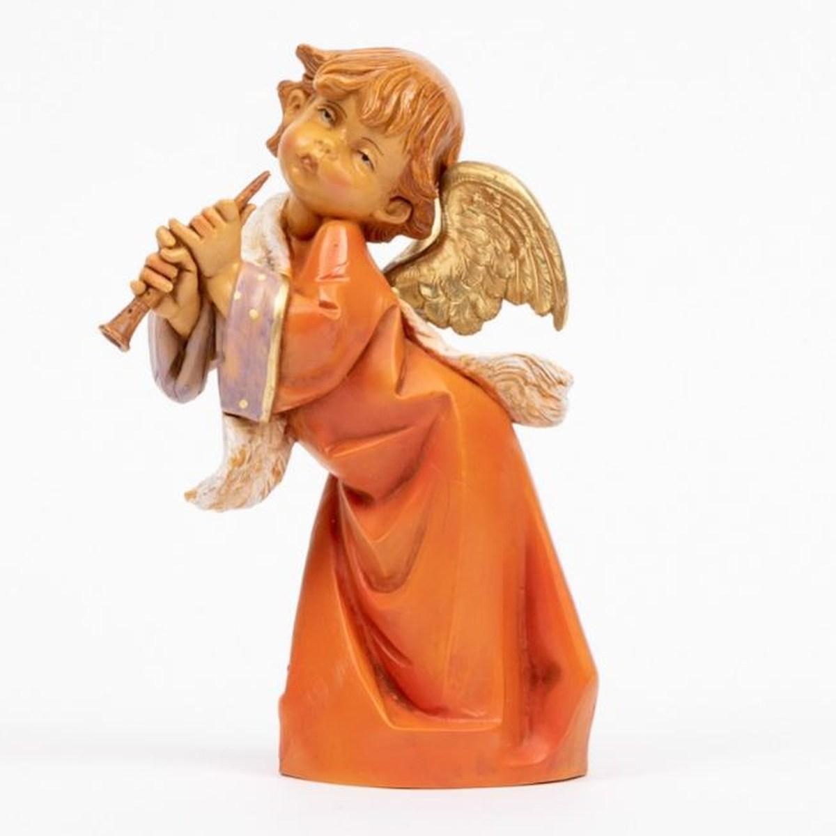 Statua presepe 19 cm angelo che suona il piffero