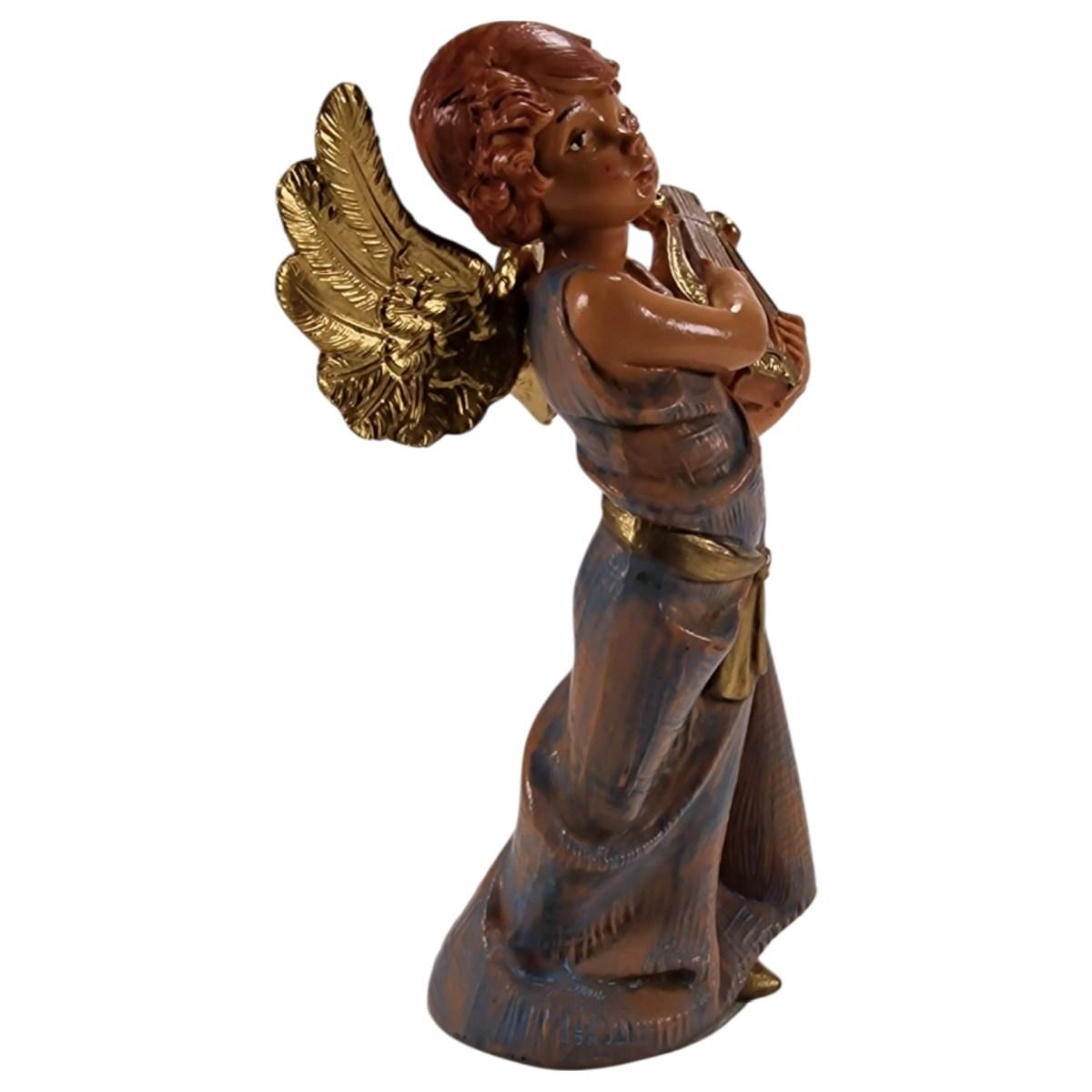 Statua presepe 15 cm angelo che suona la lira