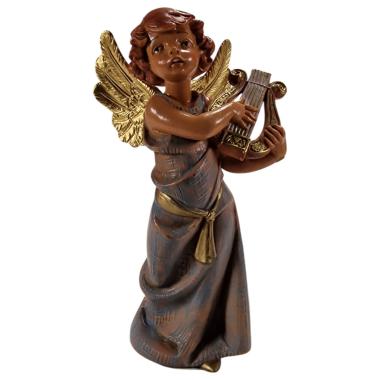 Statua presepe 15 cm angelo che suona la lira