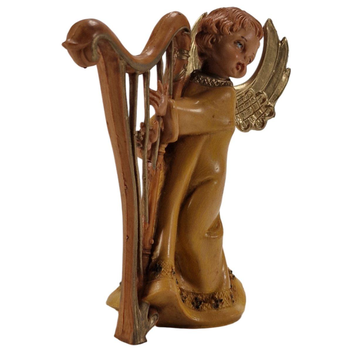 Statua presepe 12 cm angelo che suona arpa