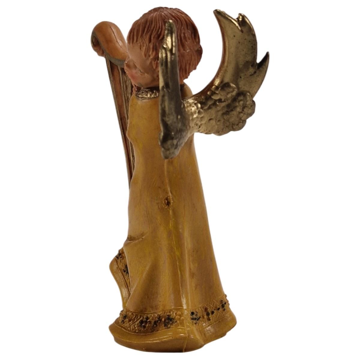 Statua presepe 12 cm angelo che suona arpa