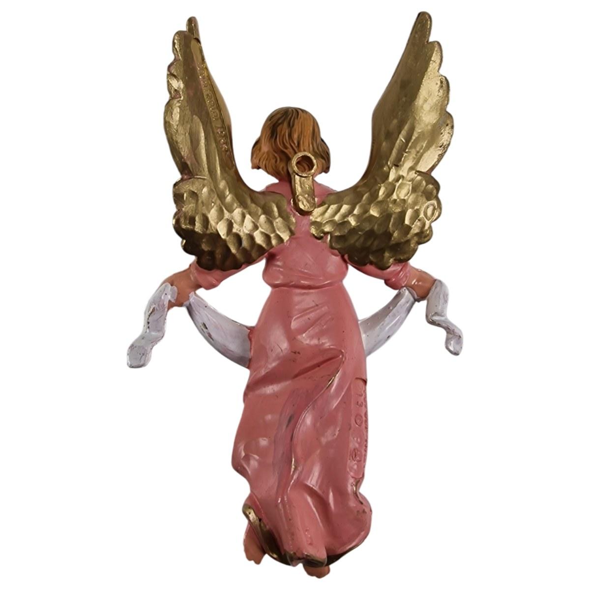 Statua presepe 12 cm angelo gloria rosa appenendere