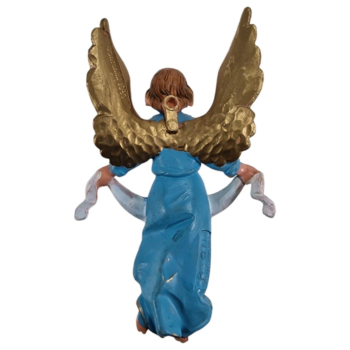 Statua presepe 12 cm angelo gloria azzurro appenendere