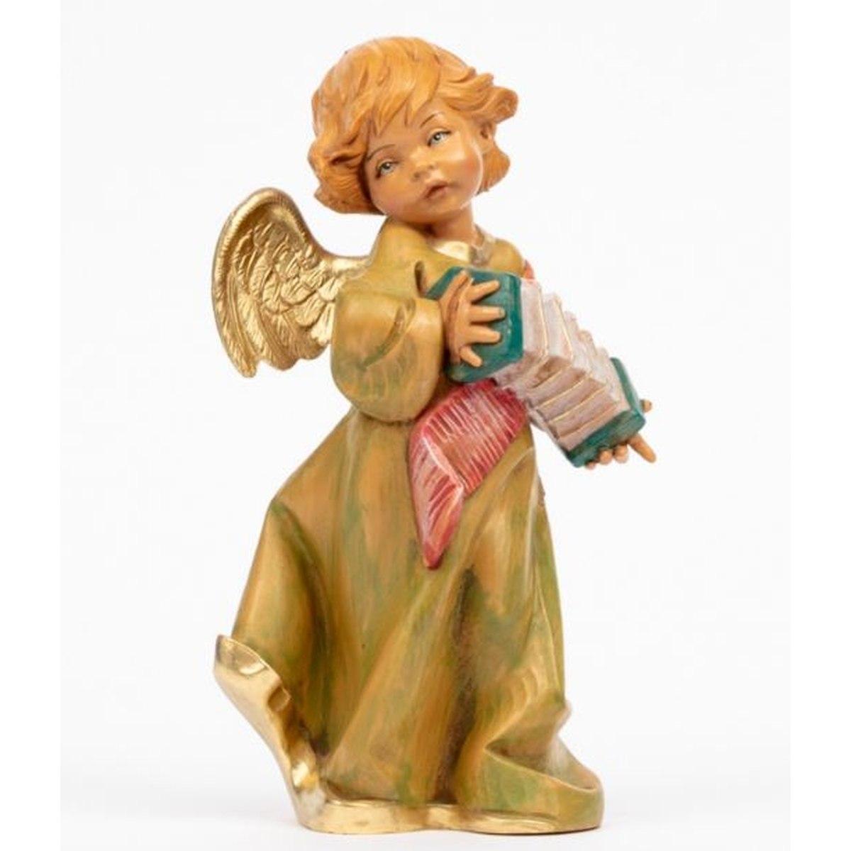 Statua presepe 20.5 cm angelo verde fisarmonica