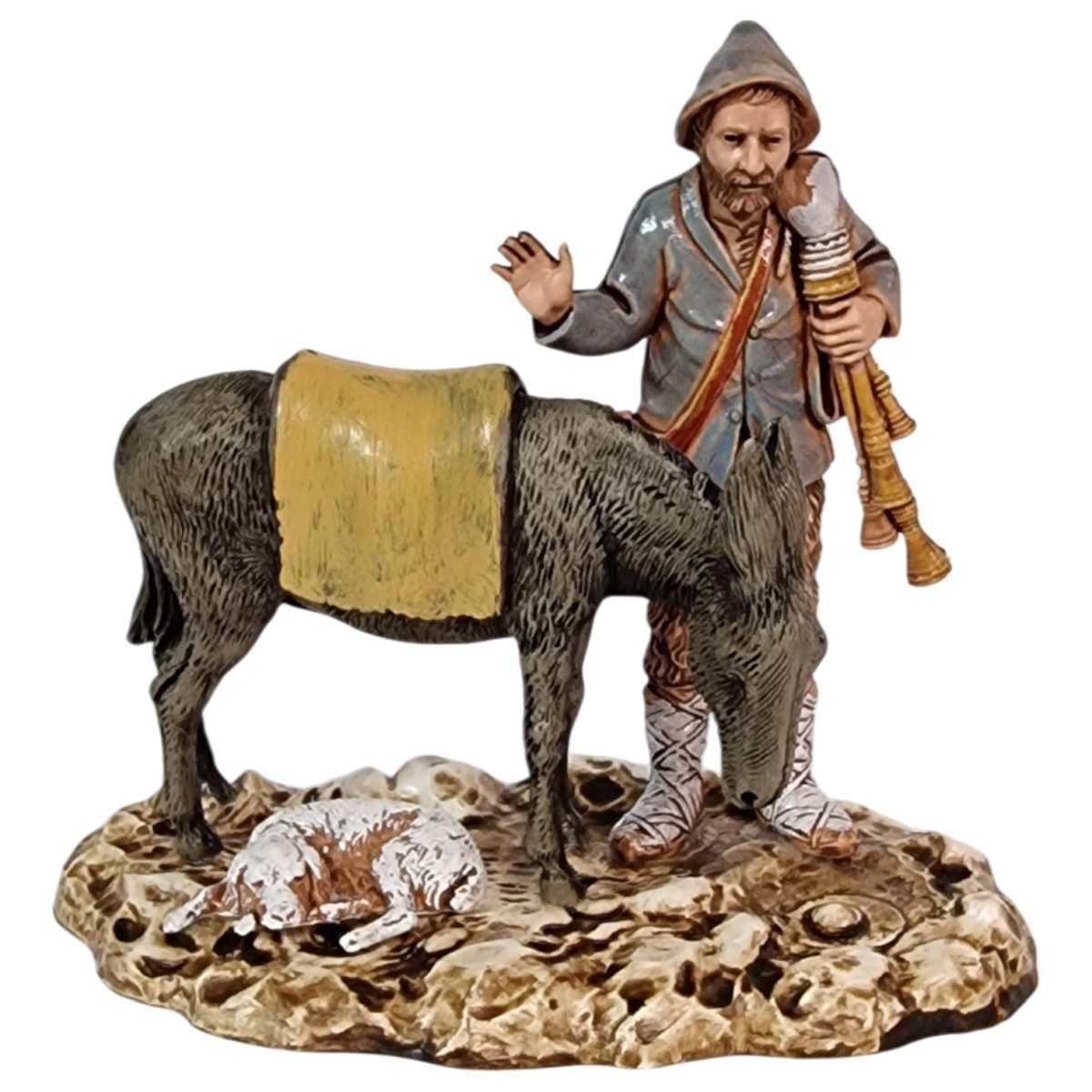 Statua presepe 10 cm zampognaro asino cane