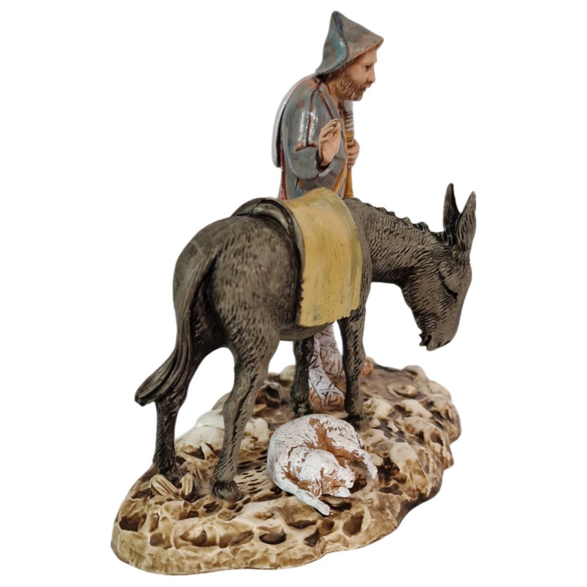 Statua presepe 10 cm zampognaro asino cane