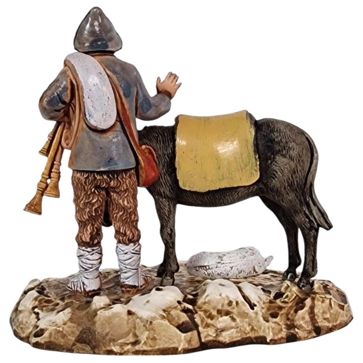 Statua presepe 10 cm zampognaro asino cane