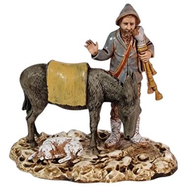 Statua presepe 10 cm zampognaro asino cane