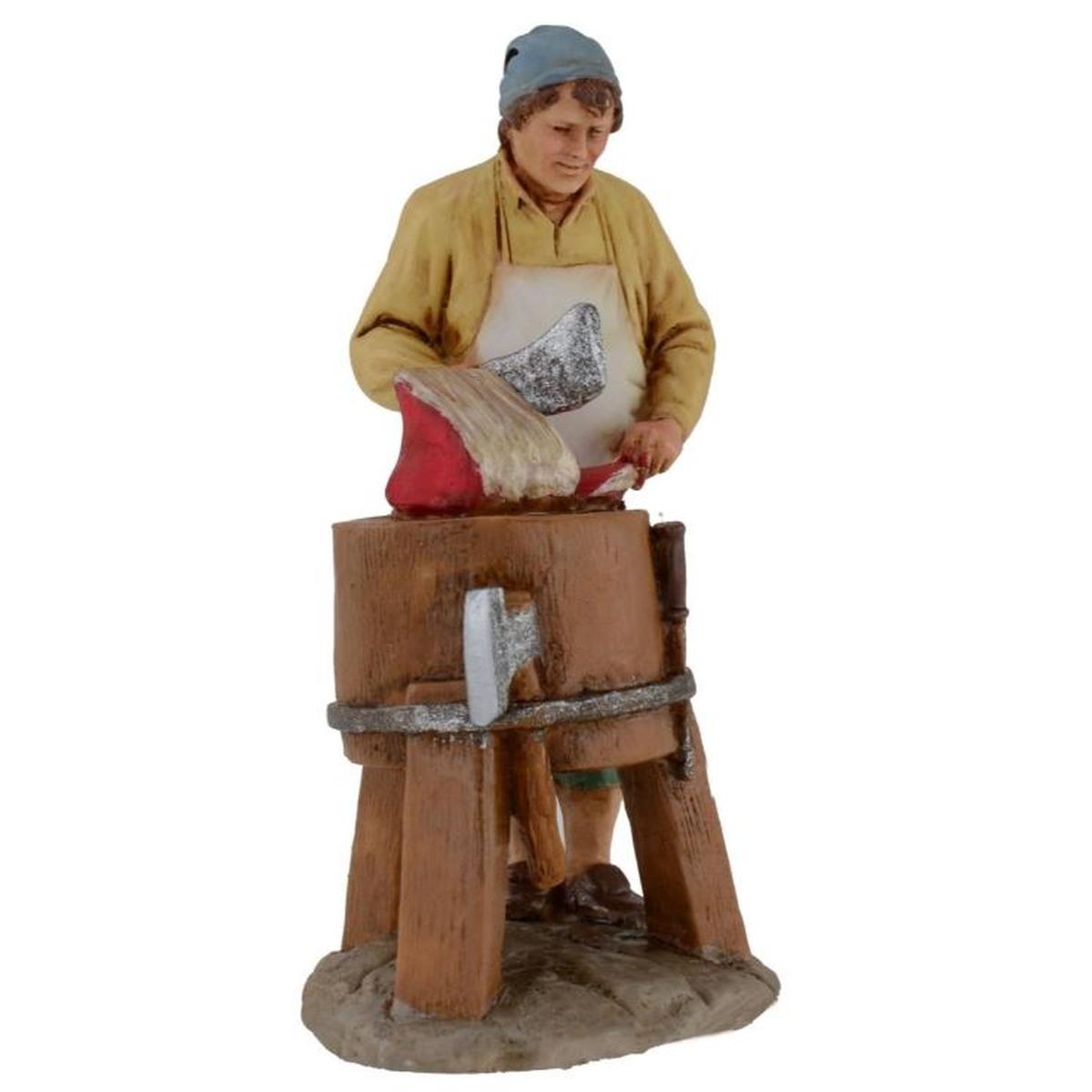 Statua presepe 10 cm macellaio al banco carne