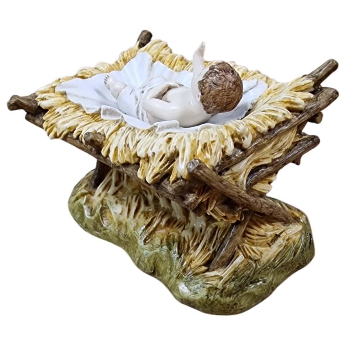 Statua presepe 18 cm gesù bambino culla