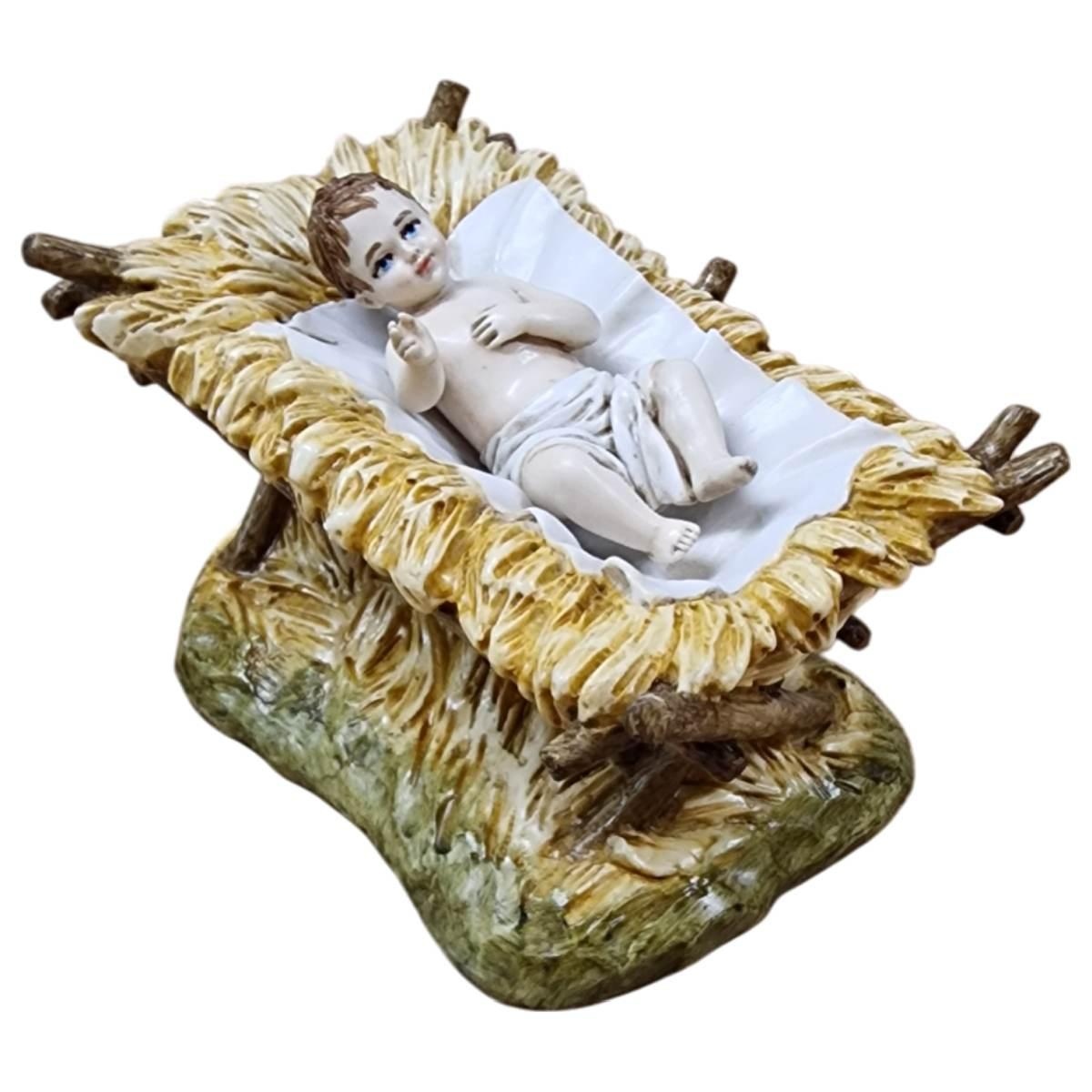 Statua presepe 18 cm gesù bambino culla