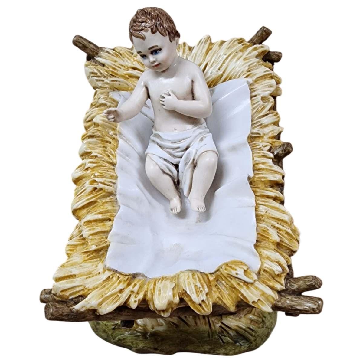 Statua presepe 18 cm gesù bambino culla