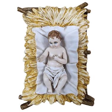 Statua presepe 18 cm gesù bambino culla