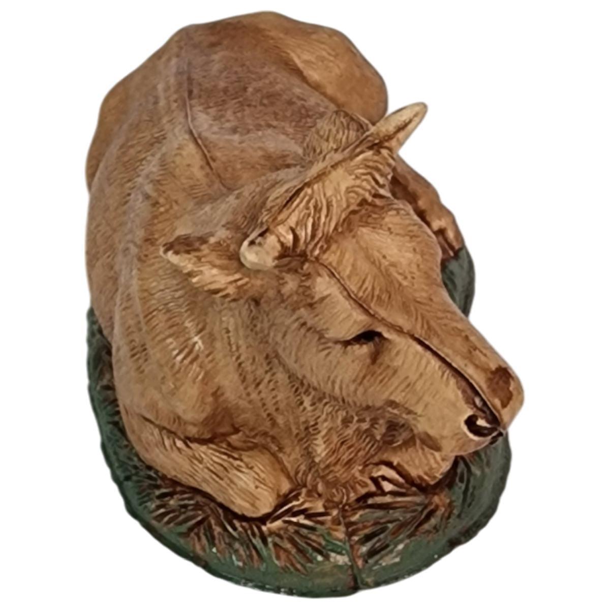Statua presepe 10 cm bue marrone chiaro