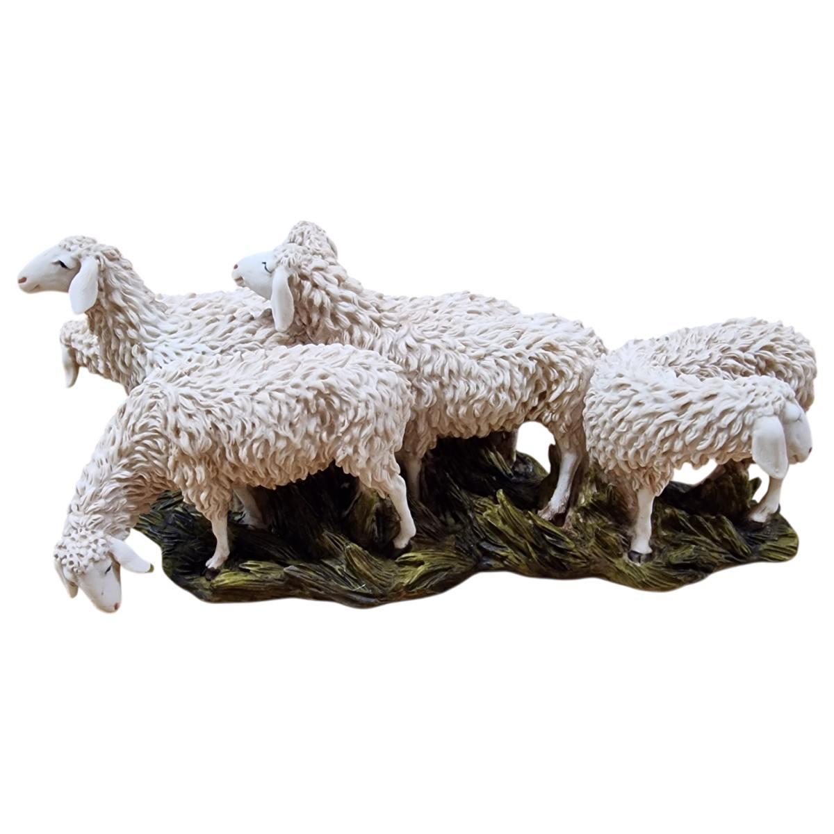 Statua presepe 15 cm gregge di 6 pecore