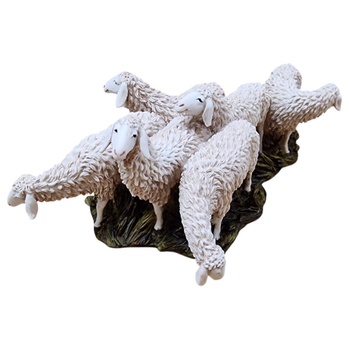 Statua presepe 15 cm gregge di 6 pecore