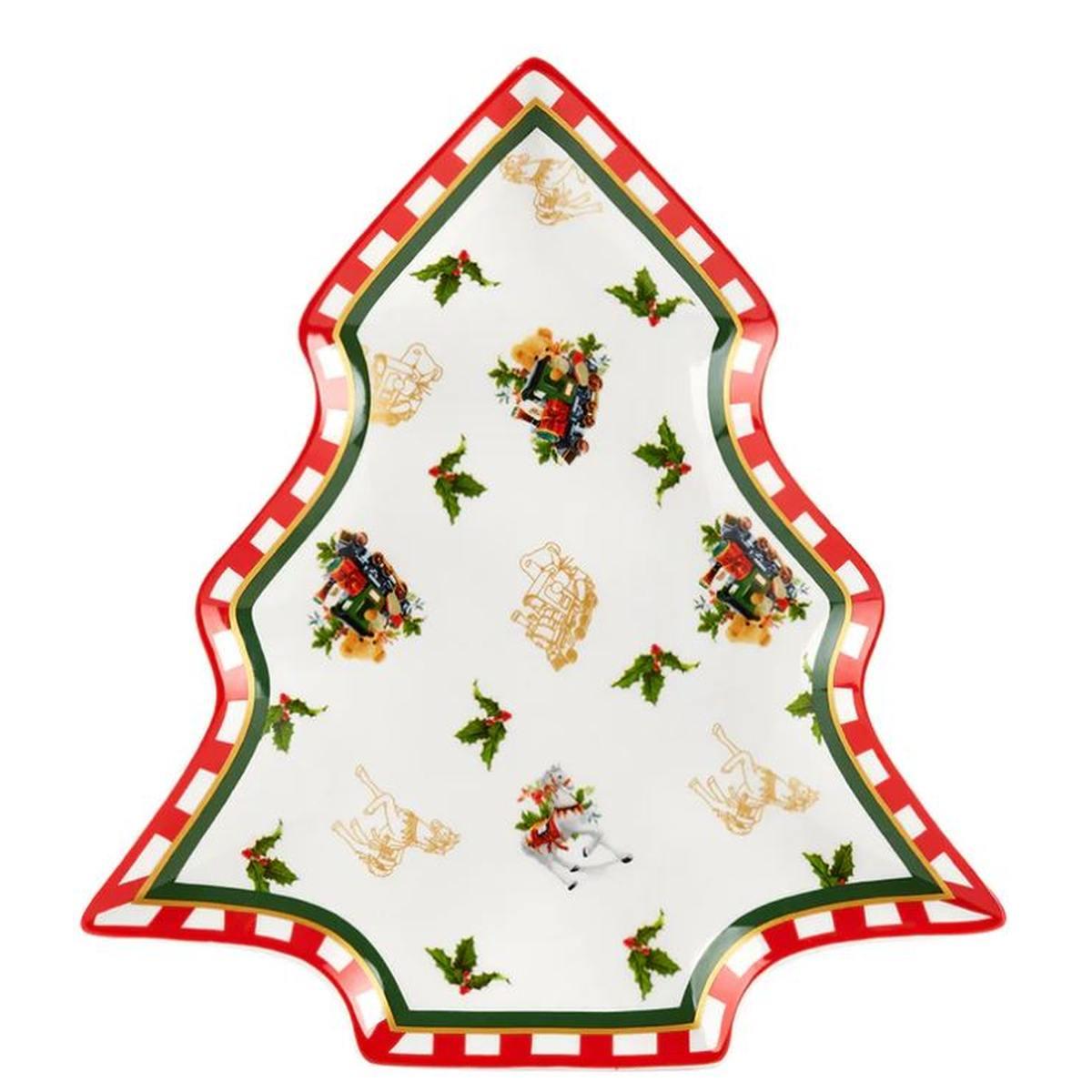 Vassoio natalizio porcellana albero circus 30 x 28 cm
