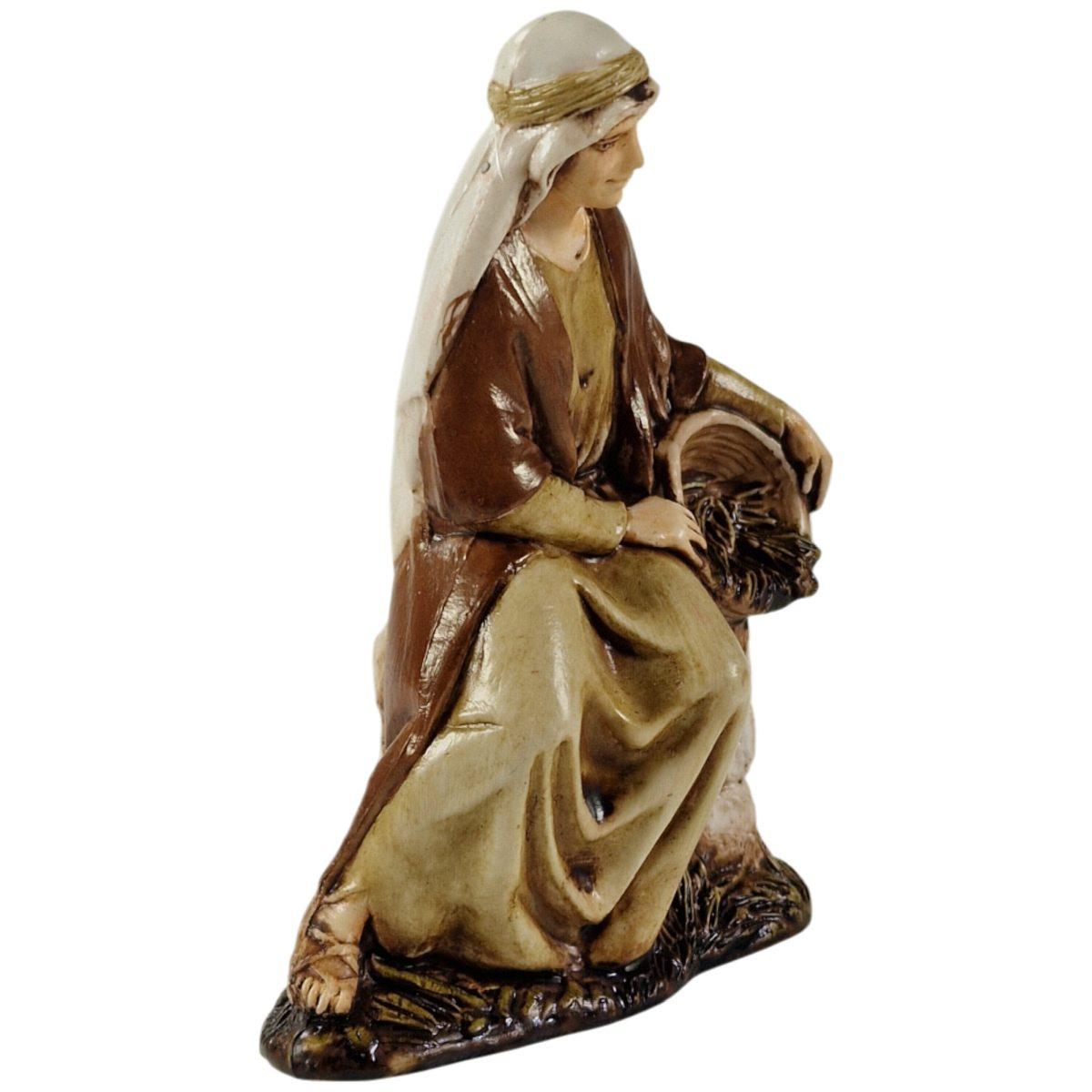 Statua presepe 10 cm donna seduta ciotola