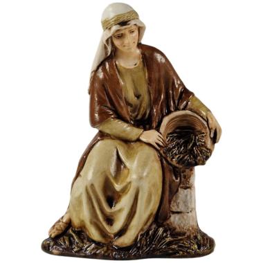 Statua presepe 10 cm donna seduta ciotola